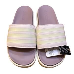 adidas Women's Adilette Platform Slide Sandals Mauve/Fig/White Size 10 New